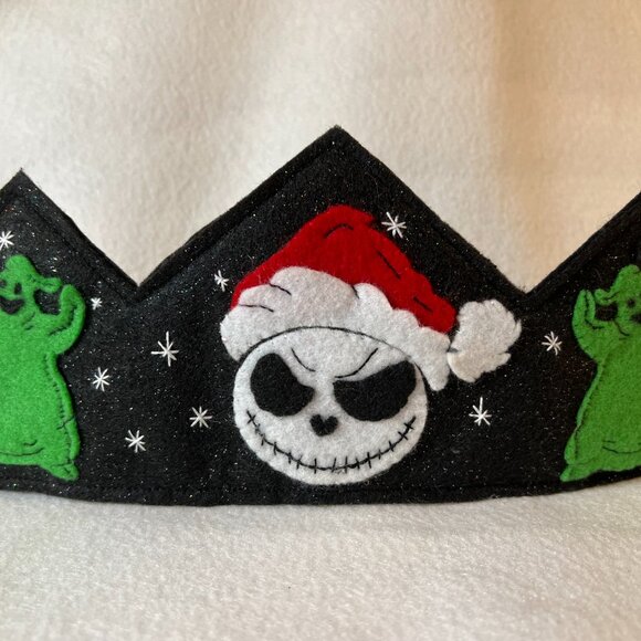 Christmas Felt Crown, Nightmare Before Christmas, Jack Oogie Felt Crown, Holiday - Picture 3 of 6